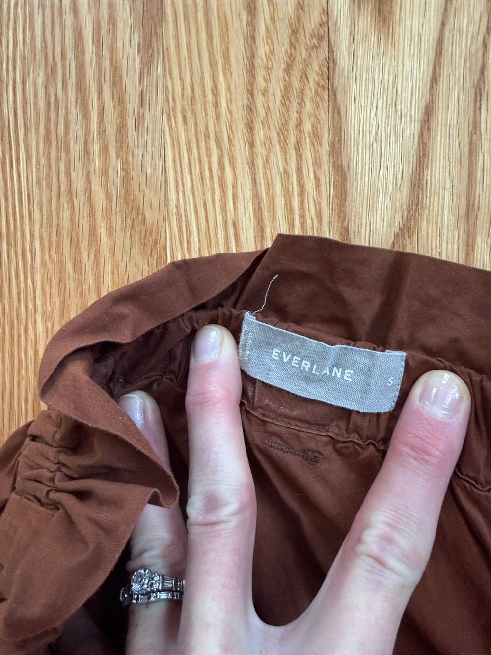 Everlane Rust-Brown Button-Front A-Line Skirt - Picture 3 of 12